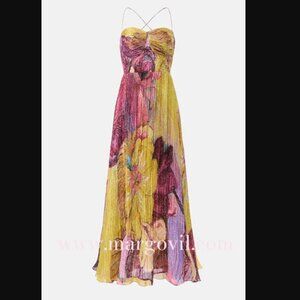 NWOT Floral Print Pleated Maxi Dress